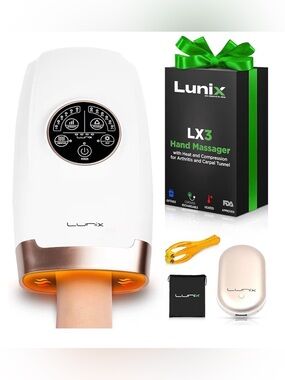 NWT - LX3 White & Rose Gold Hand Massager with Heat and Compression